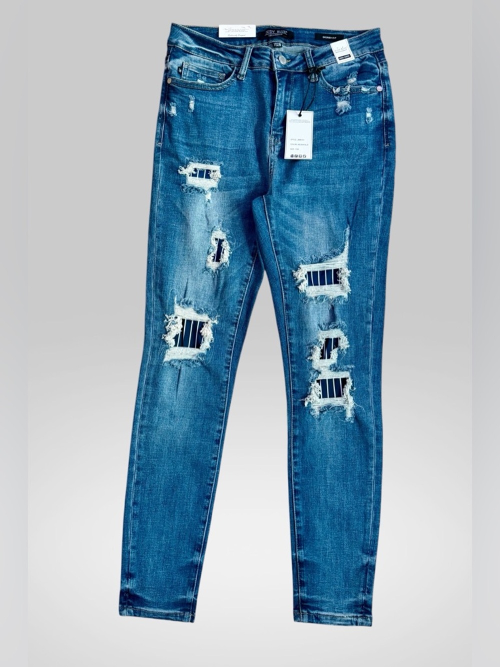 Judy Blue Pin Stripe Distressed Skinny Jeans 7/28 - Picture 3 of 7